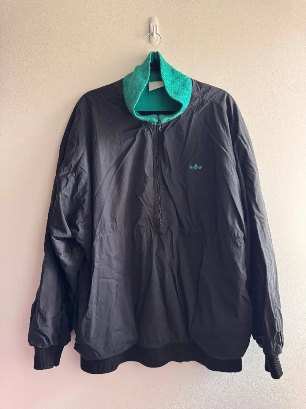 VINTAGE Adidas Windbreaker Teal Collar